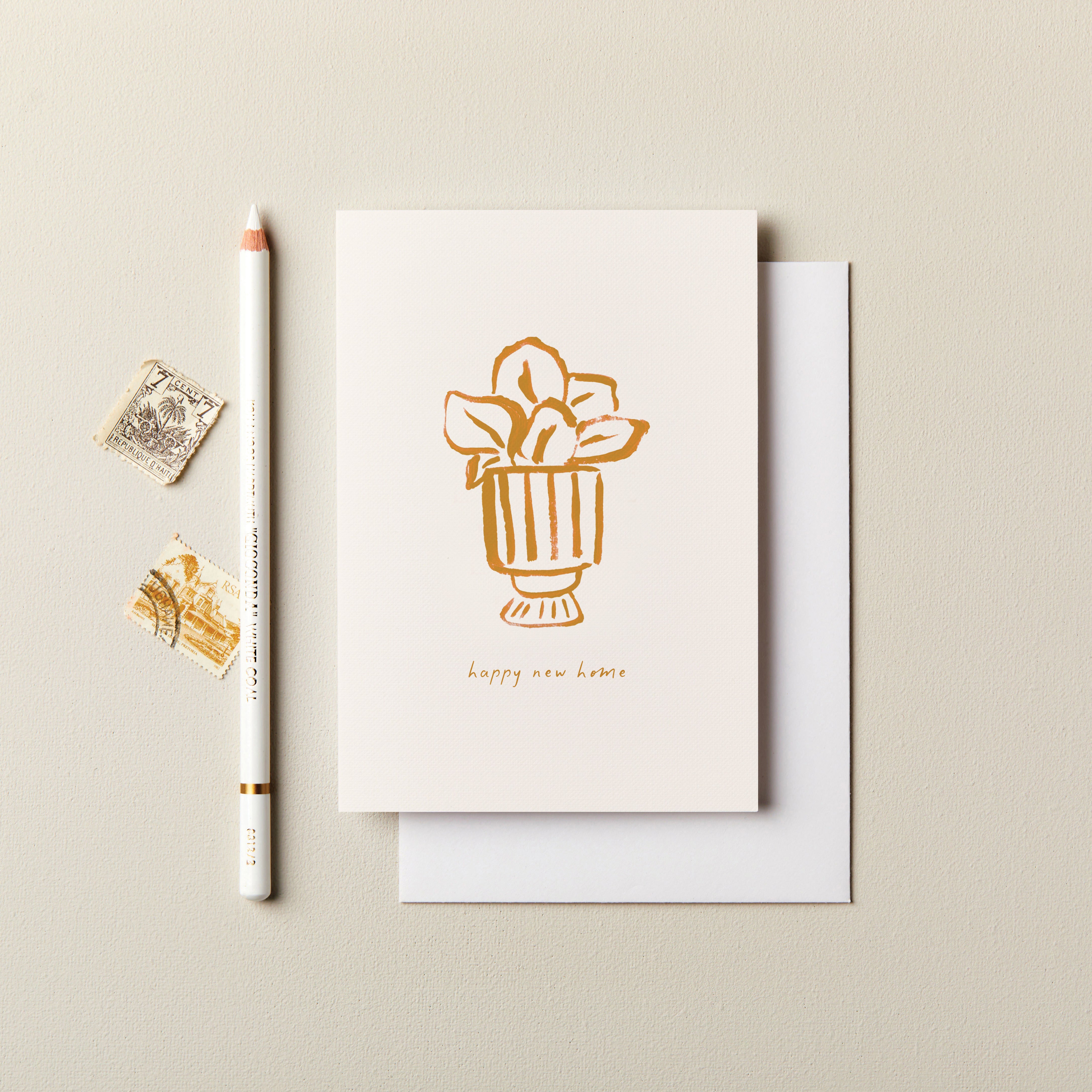 Happy New Home Plant Illustrated Housewarming Card
