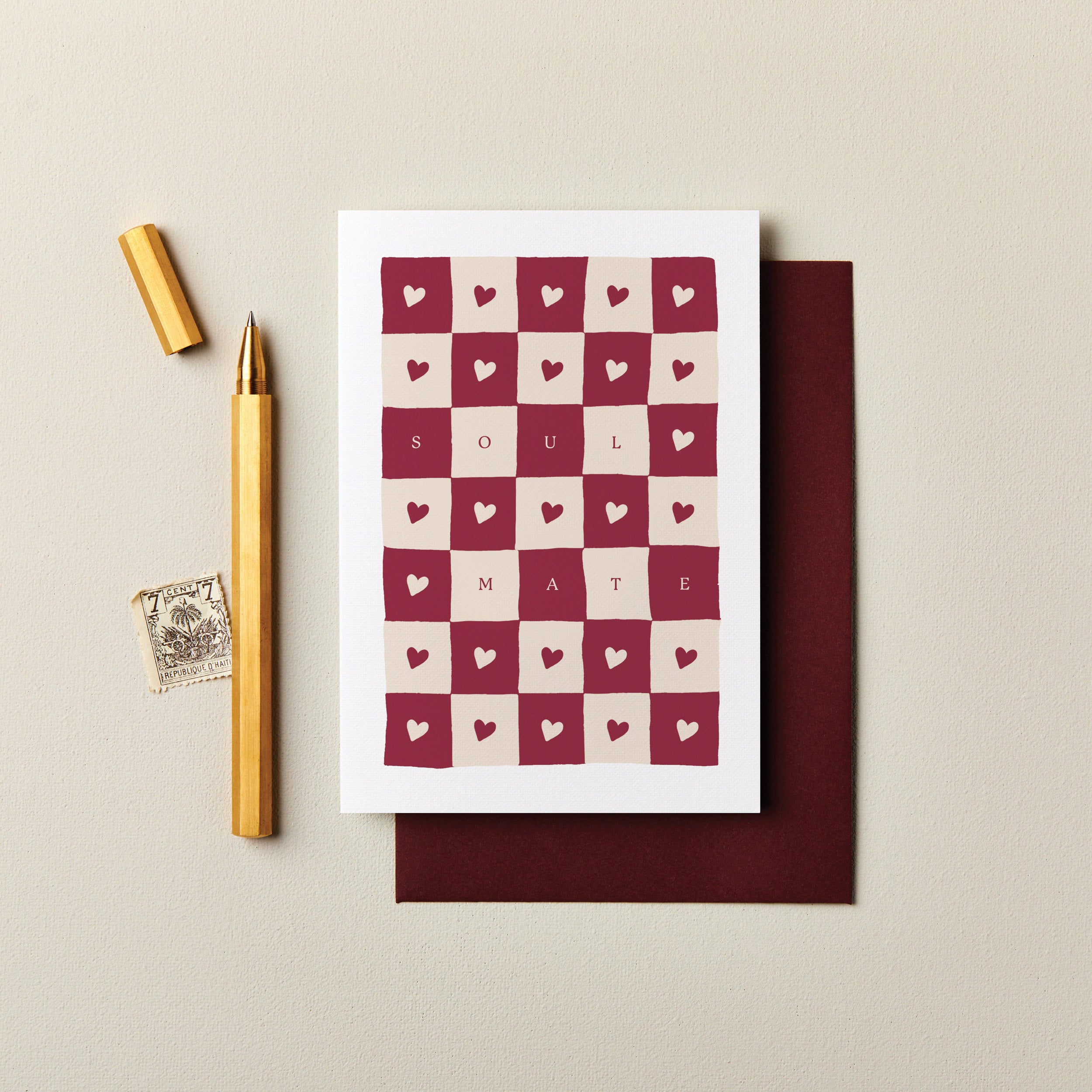 Checkerboard Soul Mate Valentine's Day Card