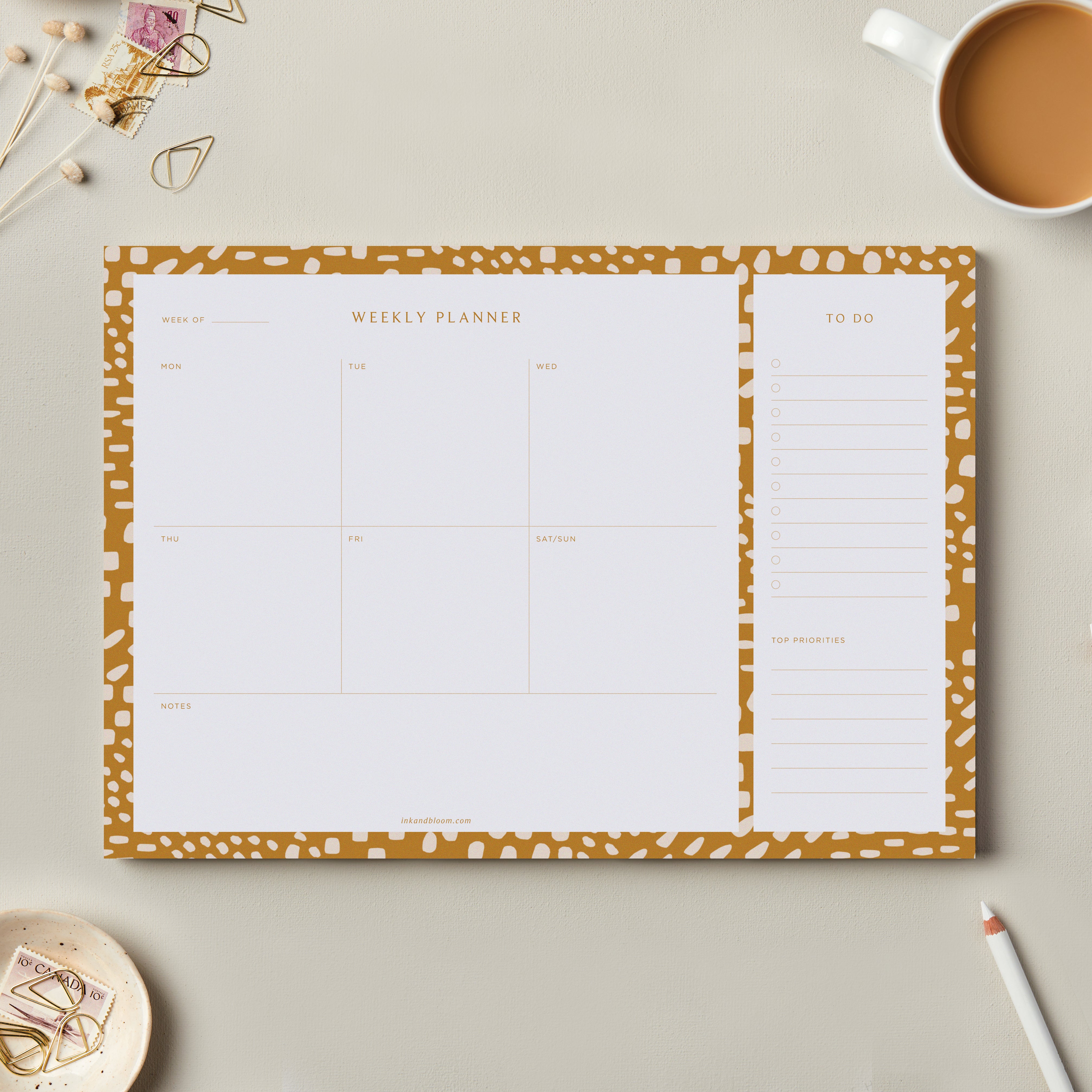 A4 Weekly Planner Pad in Mustard