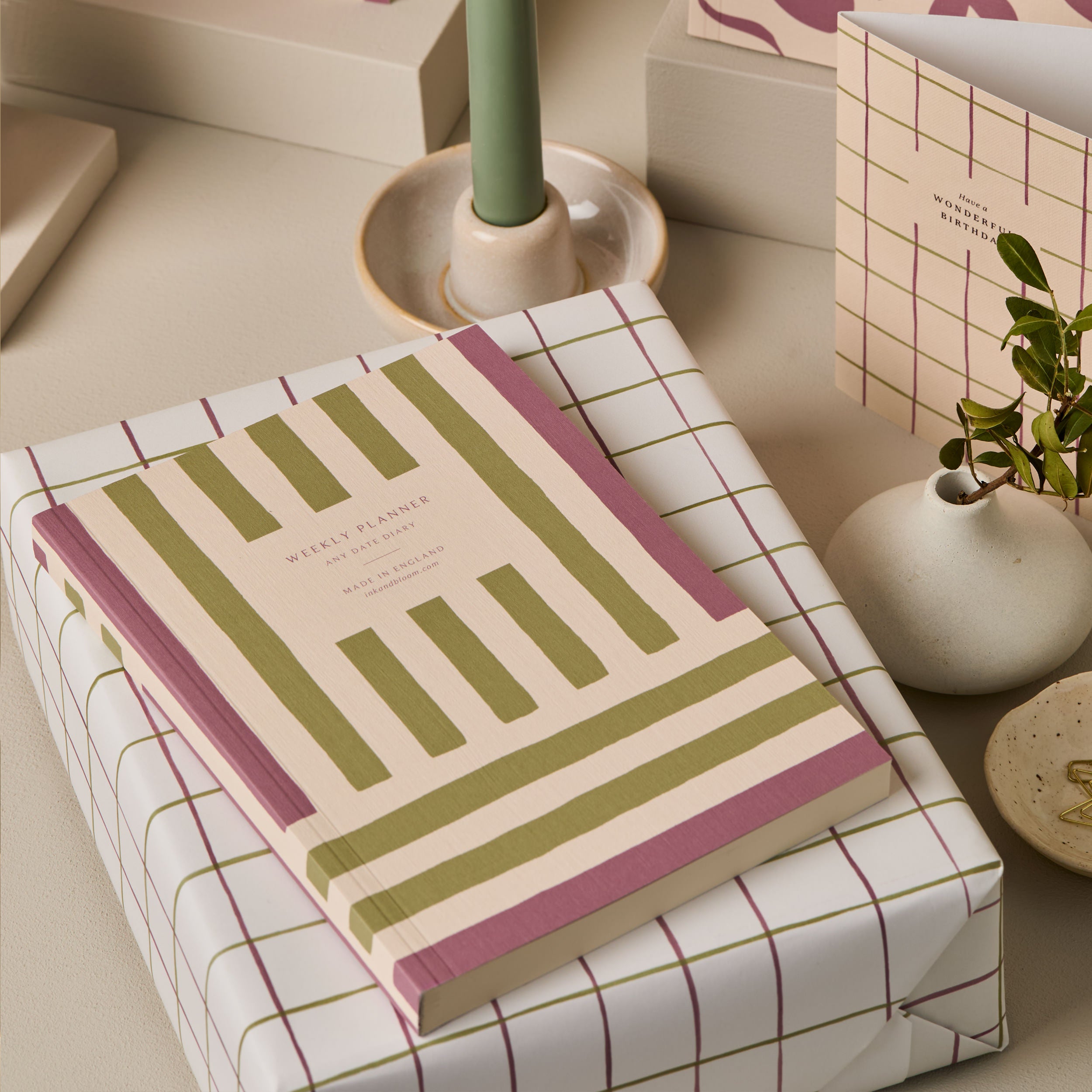 Purple & Green Stripes | A5 Undated Weekly Planner