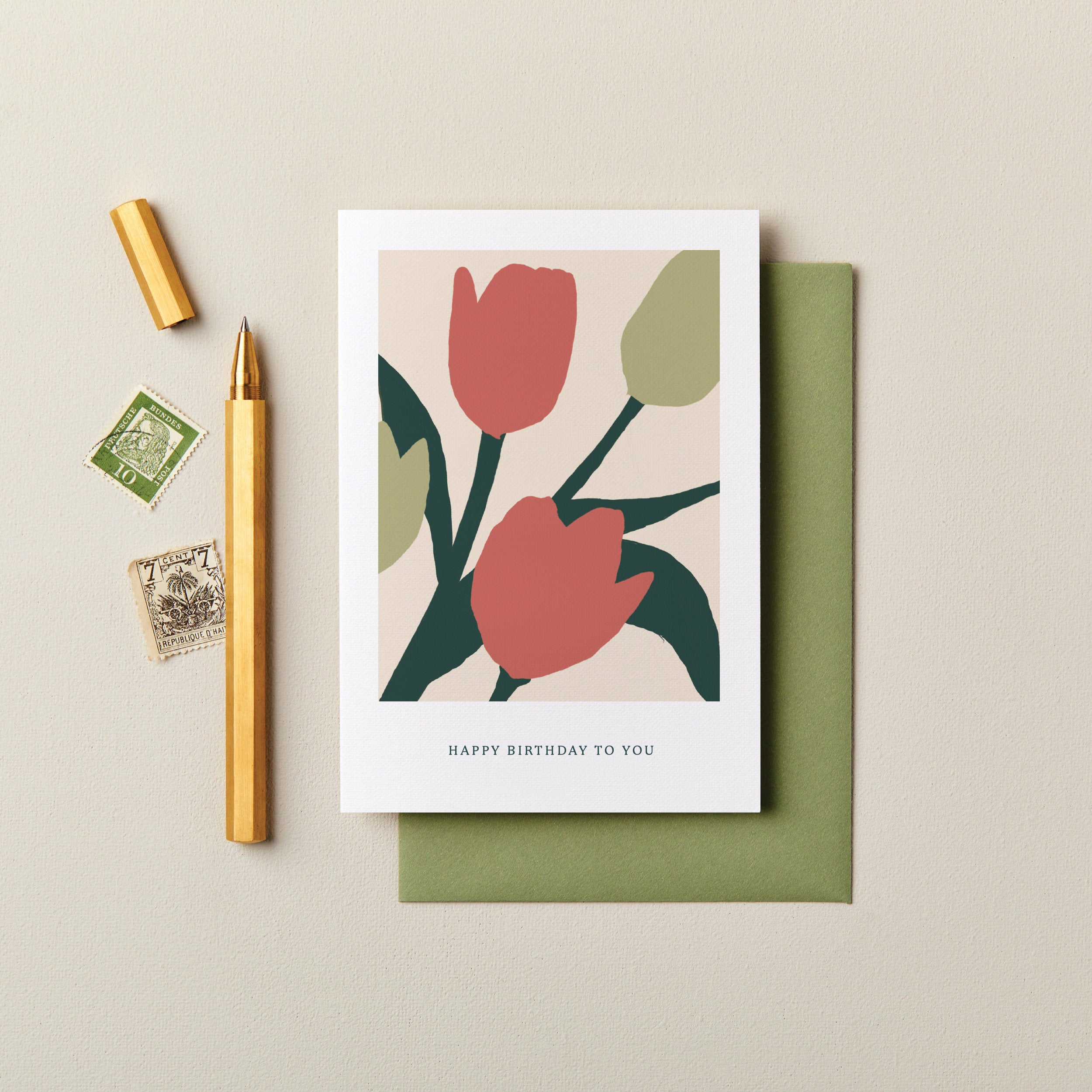 Happy Birthday To You Tulips Floral Blooms Card
