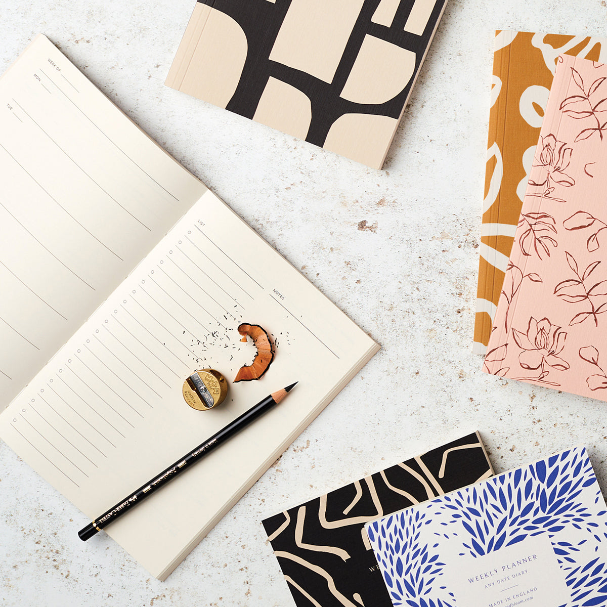 Weekly Planner, A5, Undated in Floral Peach & Rust SECONDS SALE