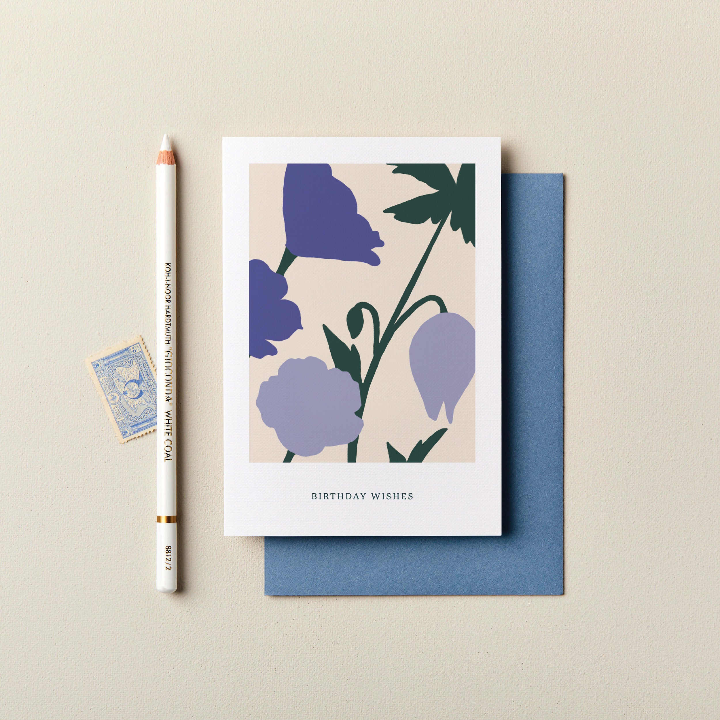 Birthday Wishes Floral Blooms Card Blue