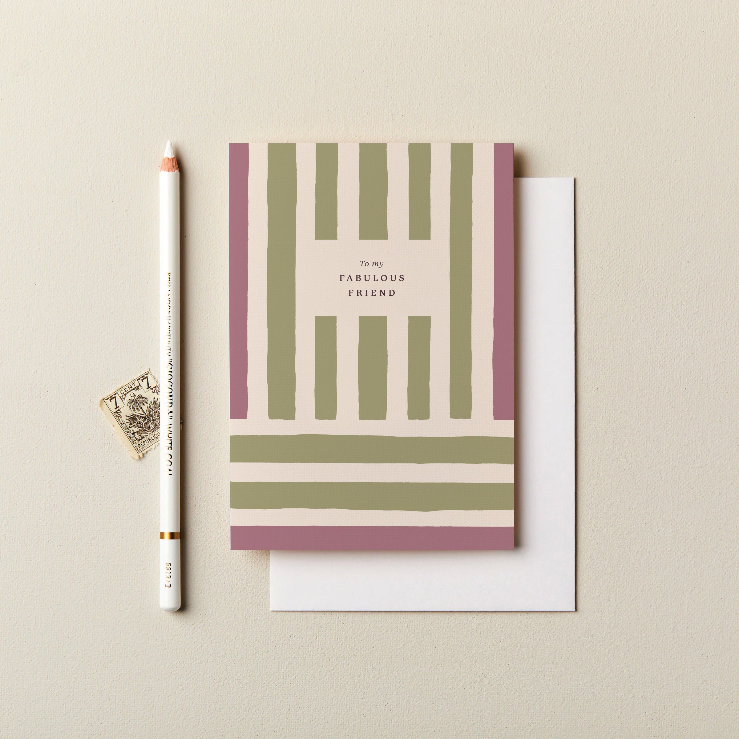 To My Fabulous Friend Stripes Card Purple and Green