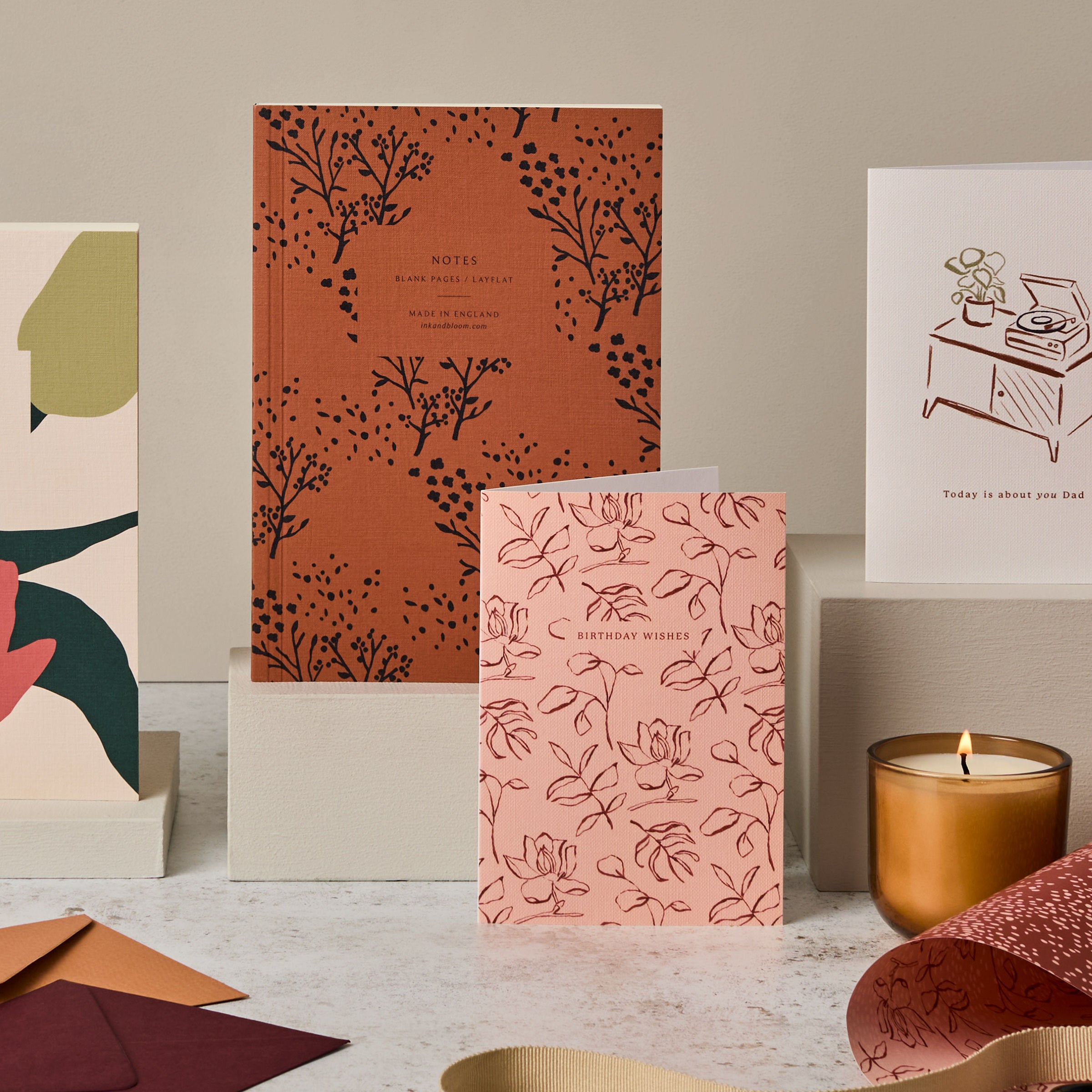 Birthday Wishes Floral Peach and Rust Card
