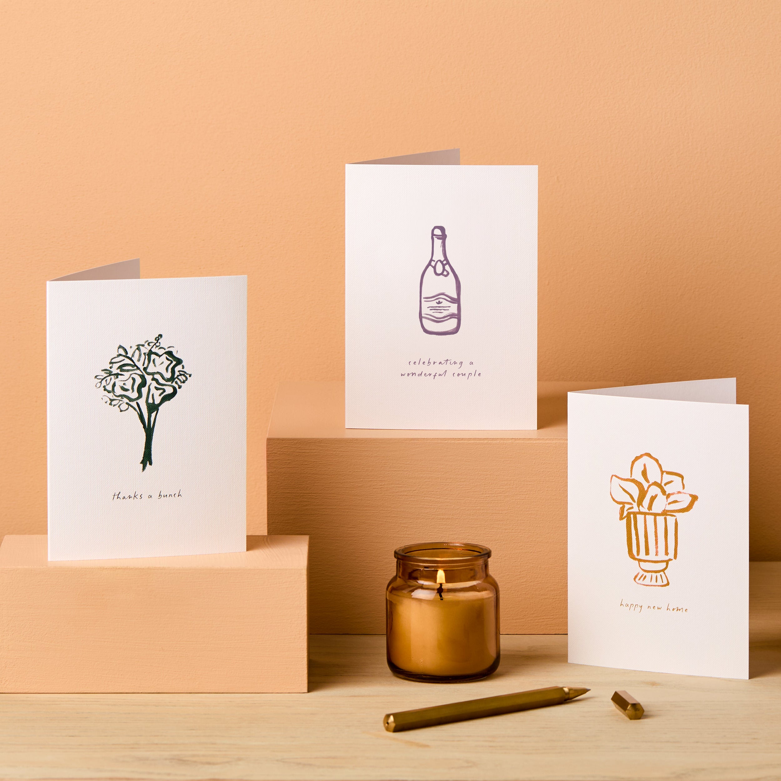 Wonderful Couple Champagne Illustrated Anniversary Card