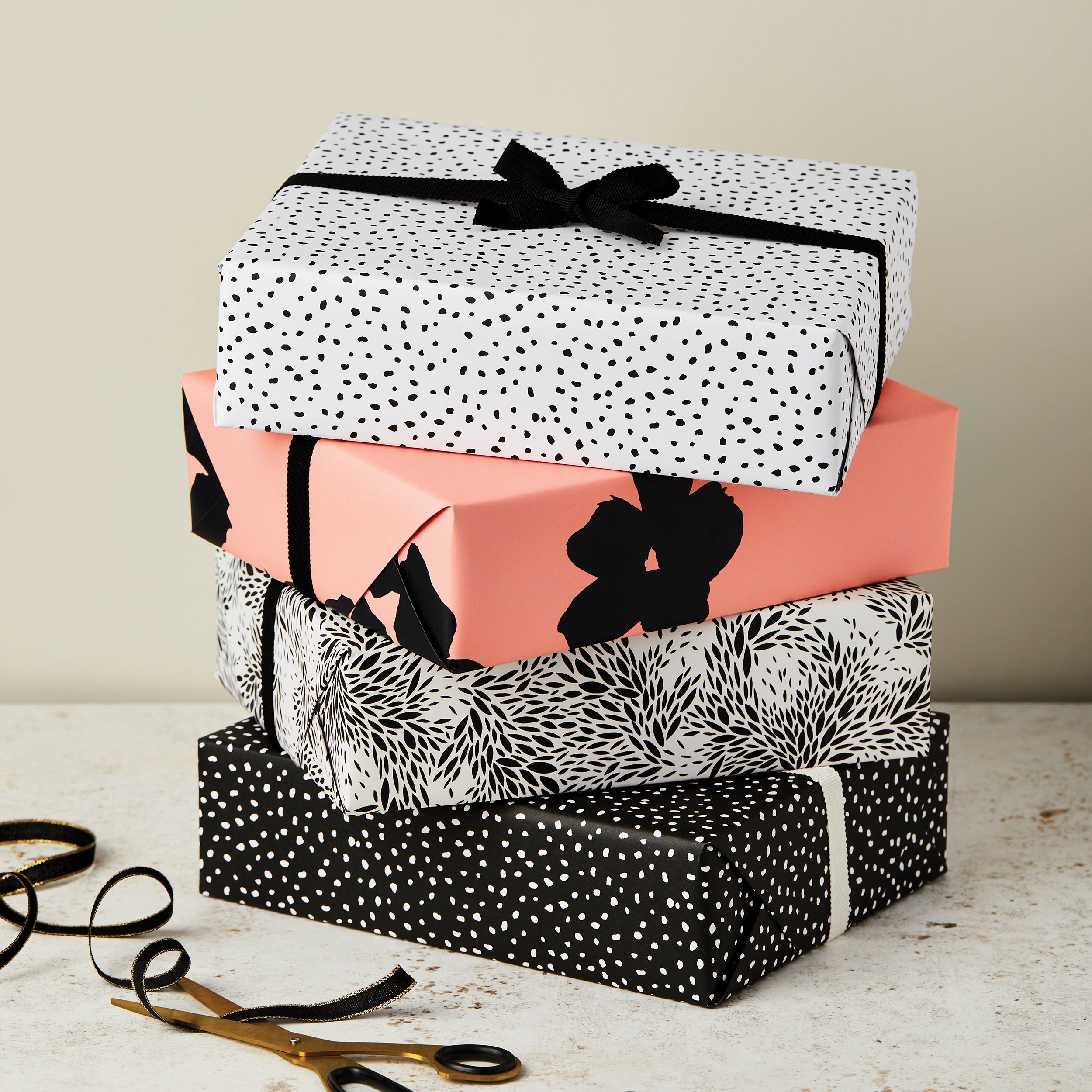 Black Dalmatian Single Sided Gift Wrap