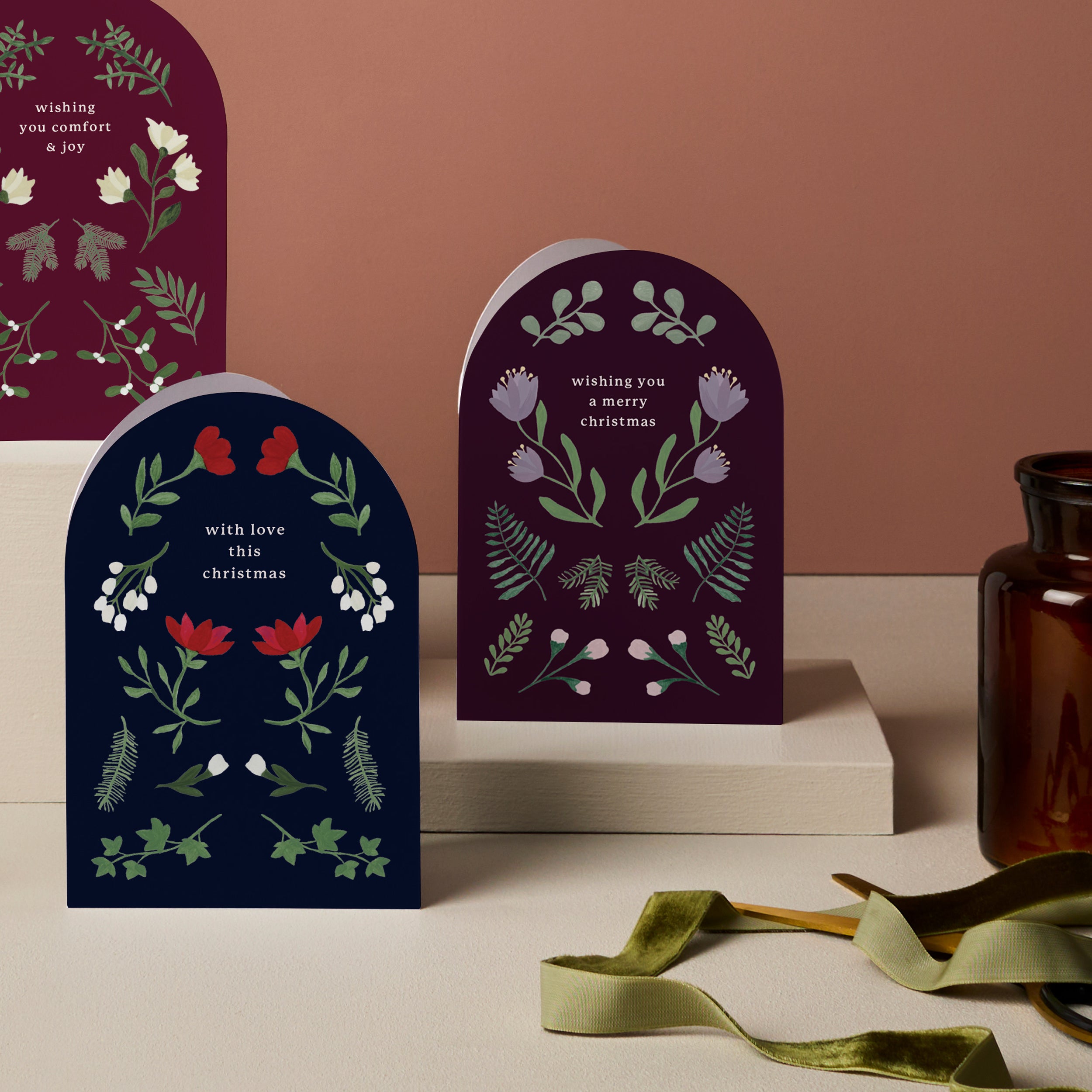 Wishing You a Merry Christmas Arched Christmas Card